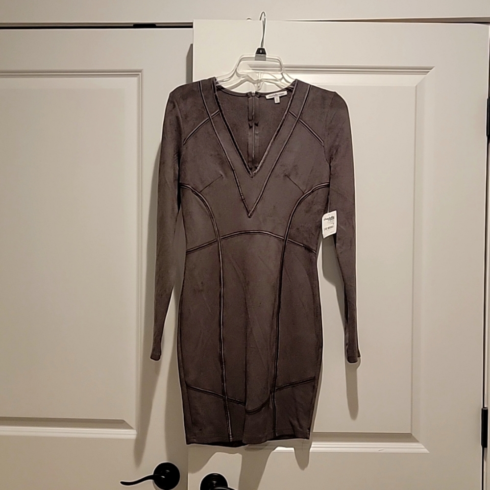 Charlotte Russe Suede feel stretchy fitting dress cocktail wedding guest M
